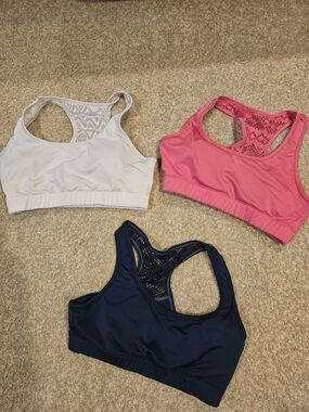 Zyia Active Bomber Sports Bra Size M - Lot Of 3. White, Pink, Navy